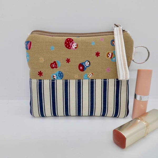 Make up bag purse in Russian doll print fabric makeup