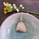 Contemporary silver arch pendant - winter frost textured - recycled silver