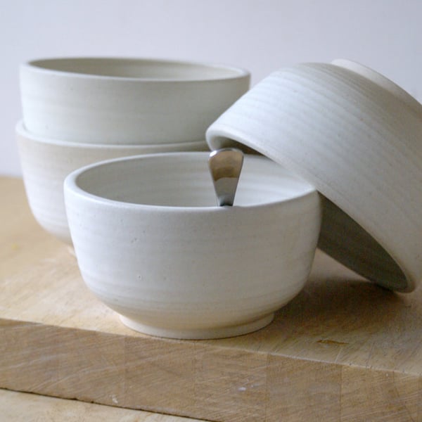 Made to order - Set of four small stoneware soup bowls choose your colour