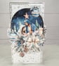 Handmade Christmas Nativity Card (113) Blue & Silver Luxury Christmas Card.