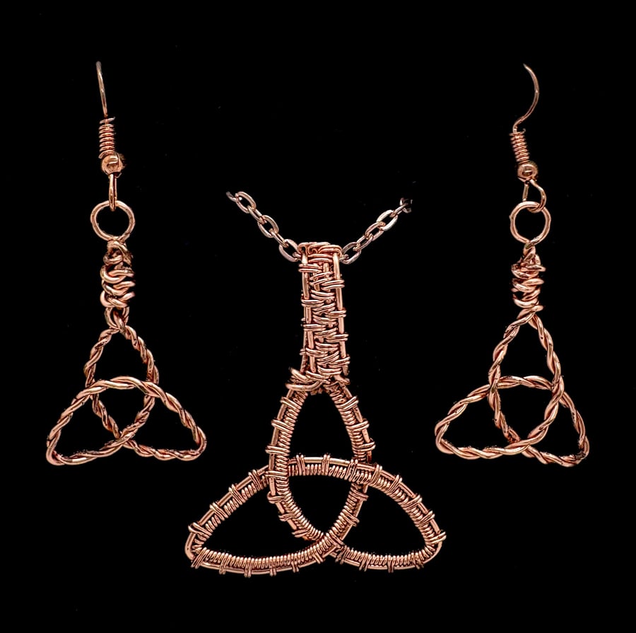 Copper Triquetra Earring & Pendant set
