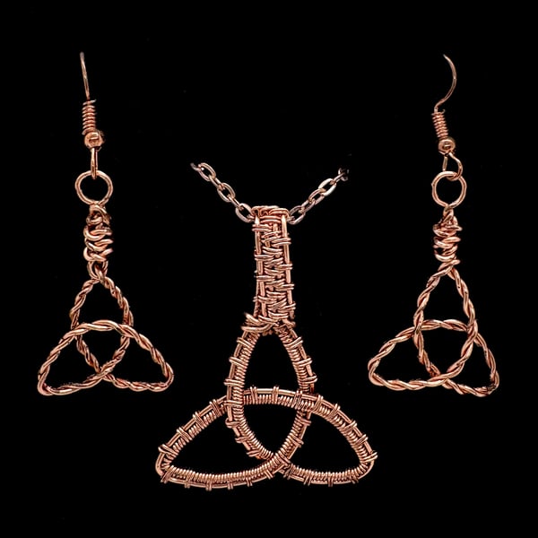 Copper Triquetra Earring & Pendant set
