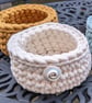 Crochet container, storage pot, bathroom decor, recycled, ceramic button - Image 7