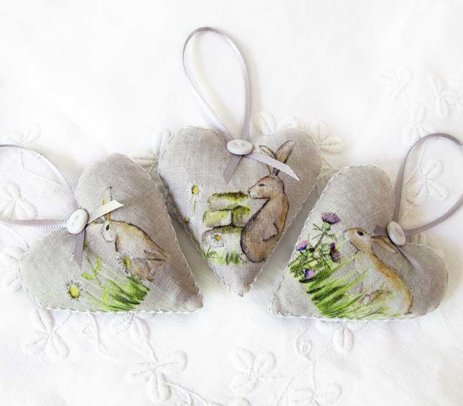 SET OF 3 LAVENDER BAGS - RABBITS AND FLOWERS