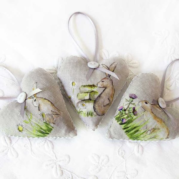 SET OF 3 LAVENDER BAGS - RABBITS AND FLOWERS