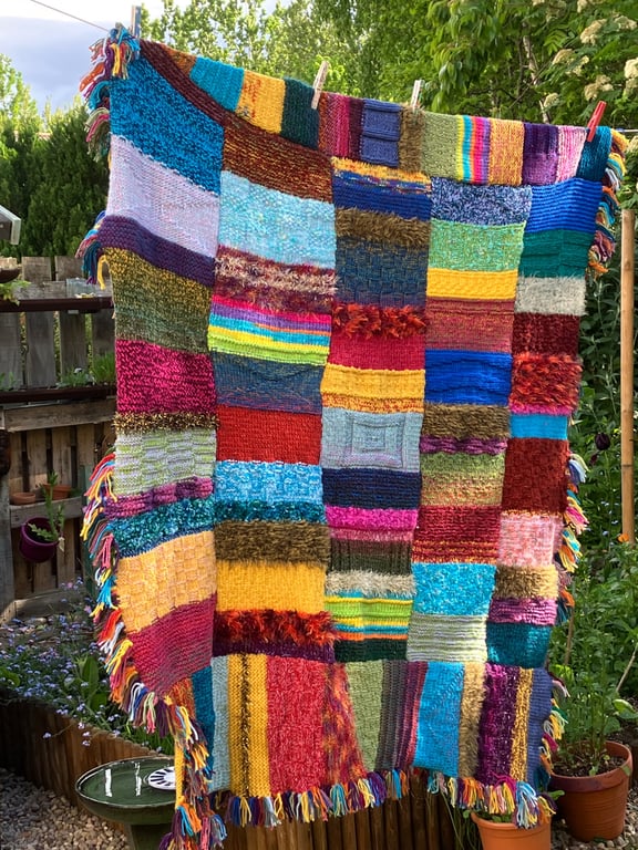 Chunky cosy hand knitted blanket 