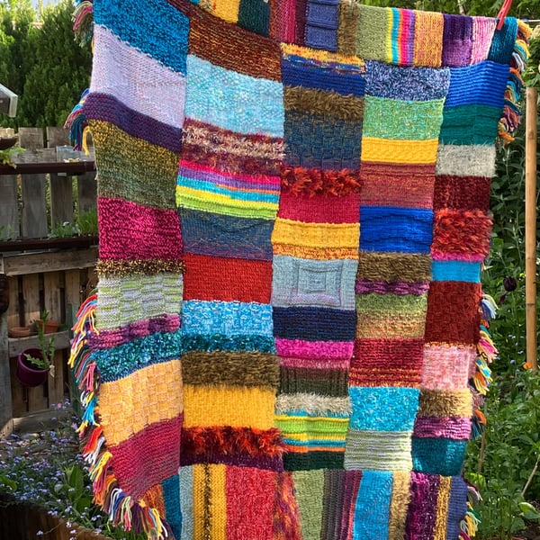 Chunky cosy hand knitted blanket 