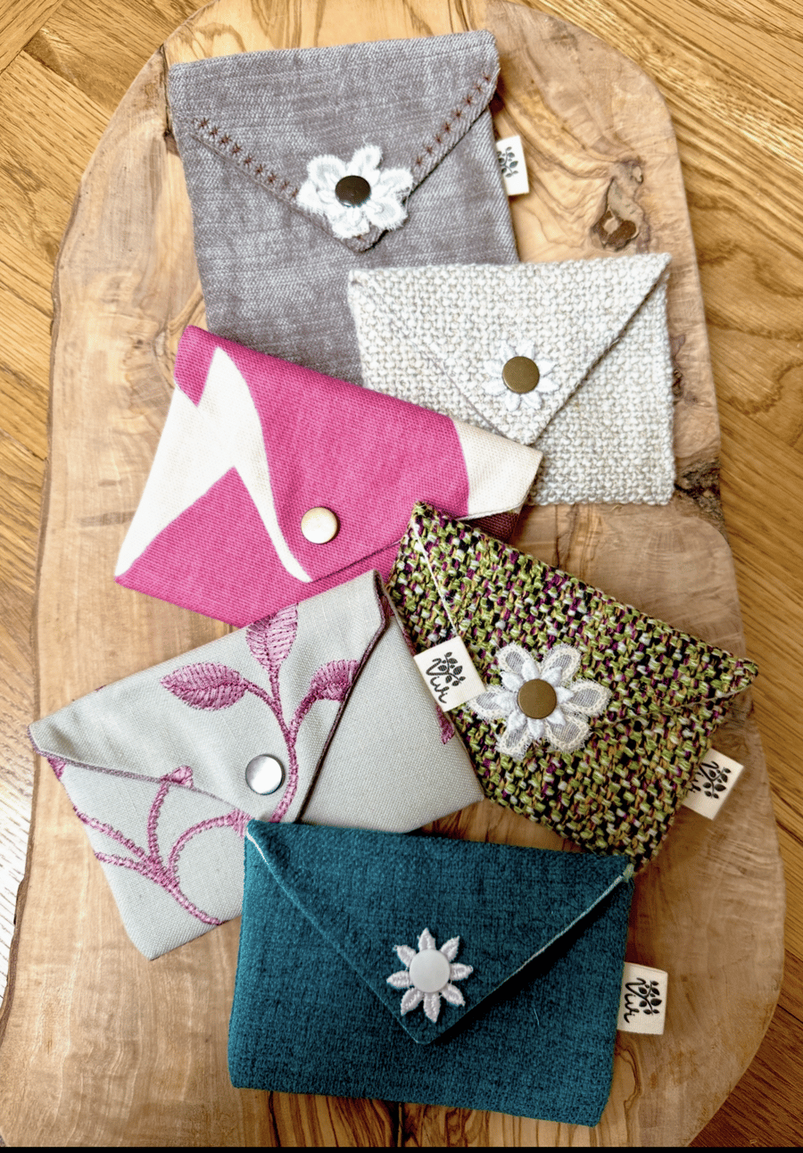 Cute purse with snap close, eco friendly, perfect for jewelry, coins, gift cards