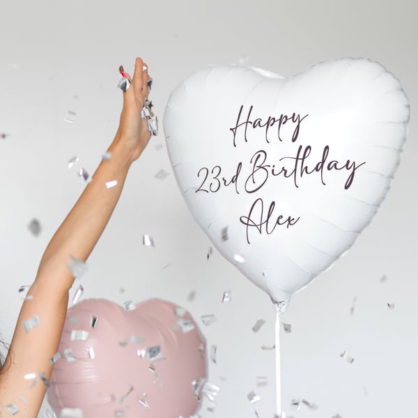 Personalised Birthday Balloon Sticker - Script: Custom Name & Age - DIY Decor
