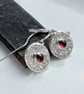 Garnet Disc DANGLE Earrings, Handmade Urban Jewellery