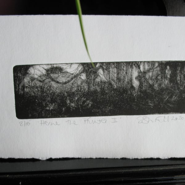 Moody drypoint etching 'Herne the Hunter II'