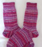 Hand-cranked Knitted Ribbed Wool Socks Size 8 to 9 - Image 3