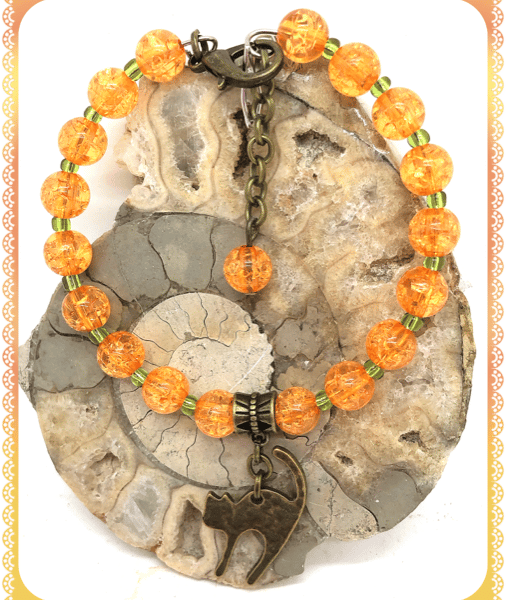 OOAK Scaredy Cat bangle style bracelet
