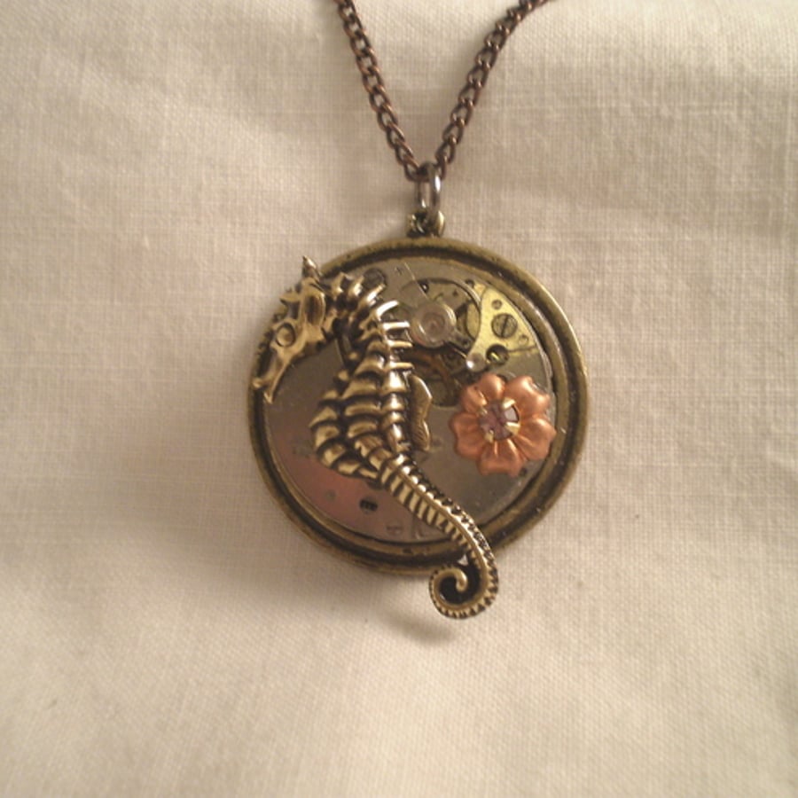 Steampunk Seahorse Garden Necklace