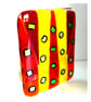 Candle Holder Fused Glass Tea light  Red Yellow  Dichroic 009 - Image 2