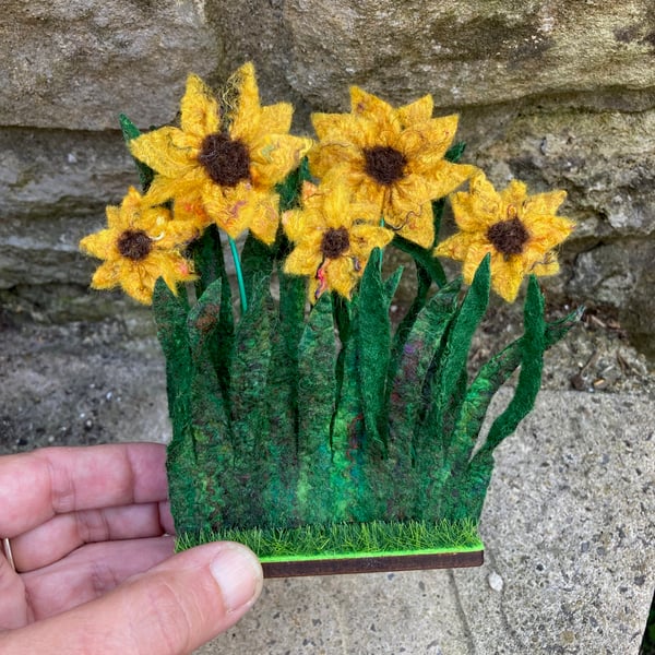 Felted Sunflower decorative ornament