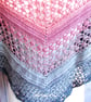 Crochet ombre lace cotton shawl in shades of peachy pink and grey. Crochet shawl - Image 7
