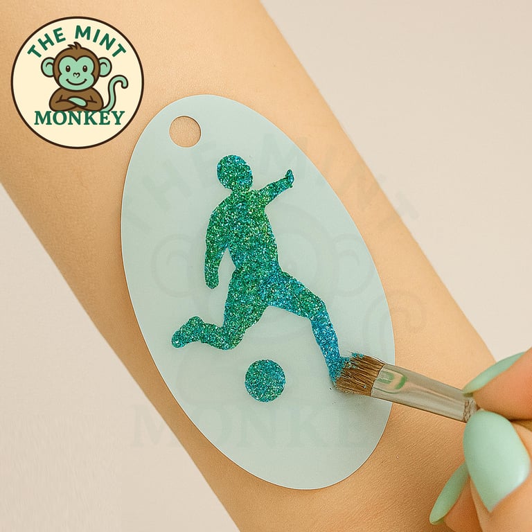 Footballer - Face Paint Stencil - Kids Party - Reusable - cake decorating 