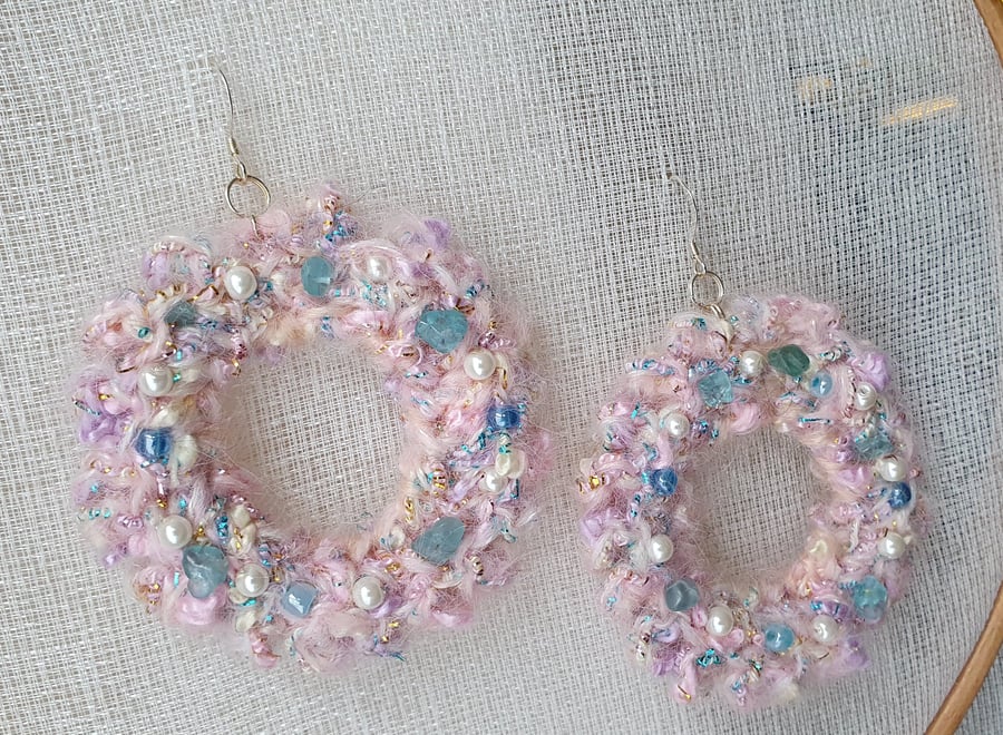 Pearl mohair topaz sterling silver earrings 