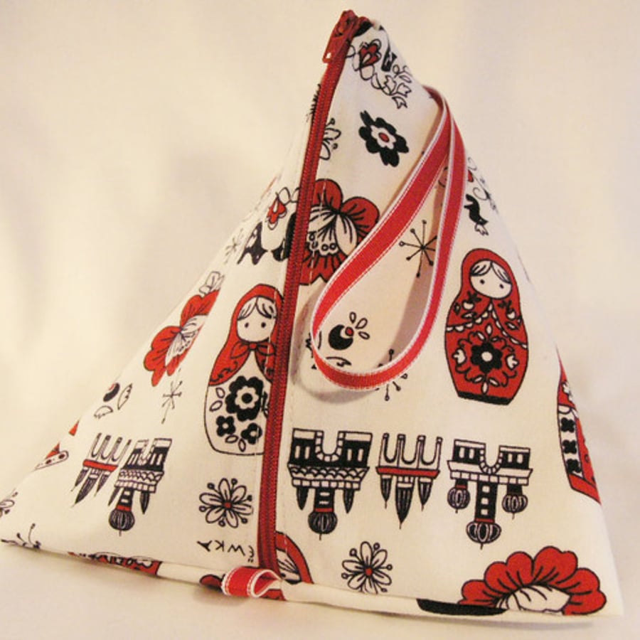 Knitting Pouch- Pyramid Style- Russian Dolls abstract