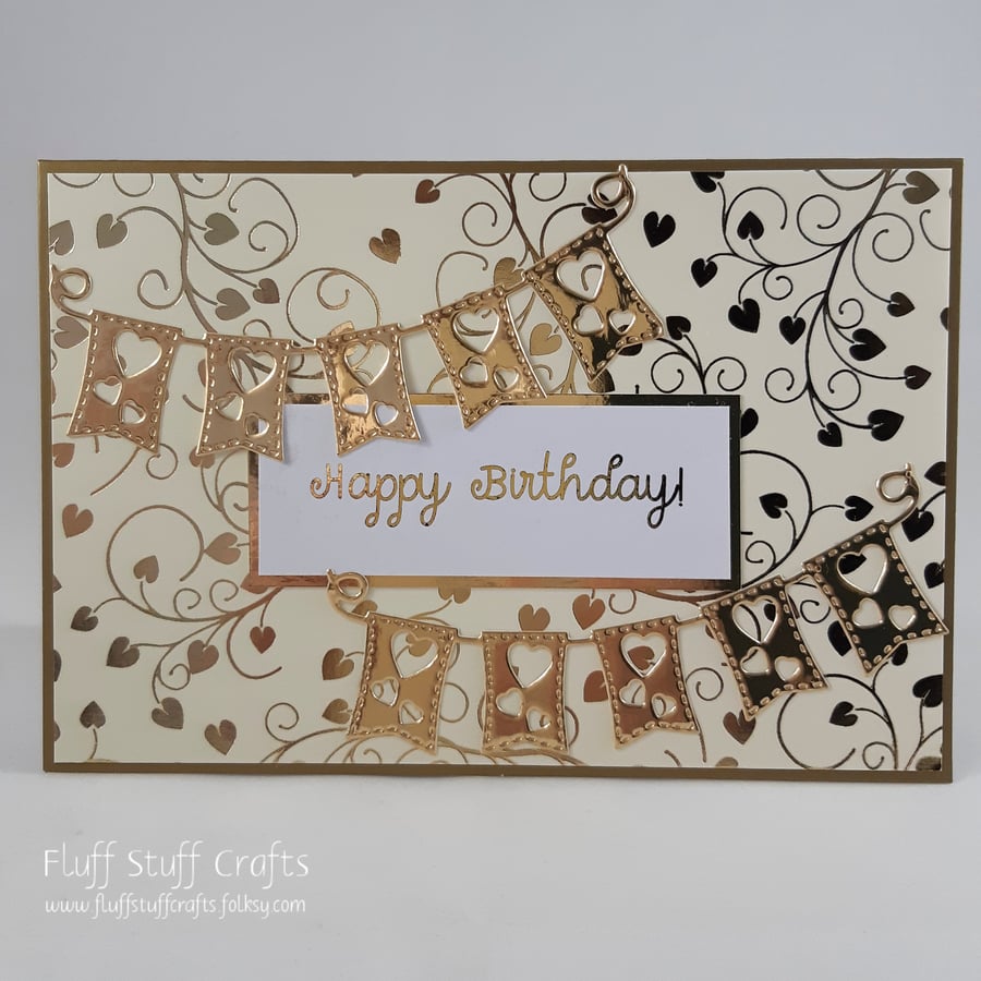 Handmade cream and gold birthday card