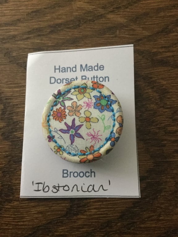 Liberty Print Dorset Singleton Button Brooch, ‘Ibstonian’, Blue