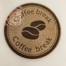 Decoupaged 4 wooden coasters coffee theme