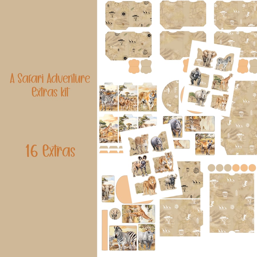 A Safari Adventure extras kit Scrapbooking, Ephemera, Journal, Digital Download