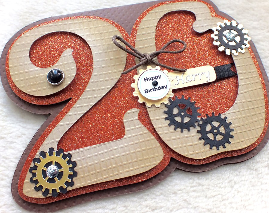 Luxury Handmade Personalised 20th Birthday Number Shaped Card