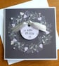 Happy Birthday Card - Pastel Floral Wreath - Slate