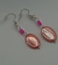 Oval shell earrings and pink shell beads - Image 3