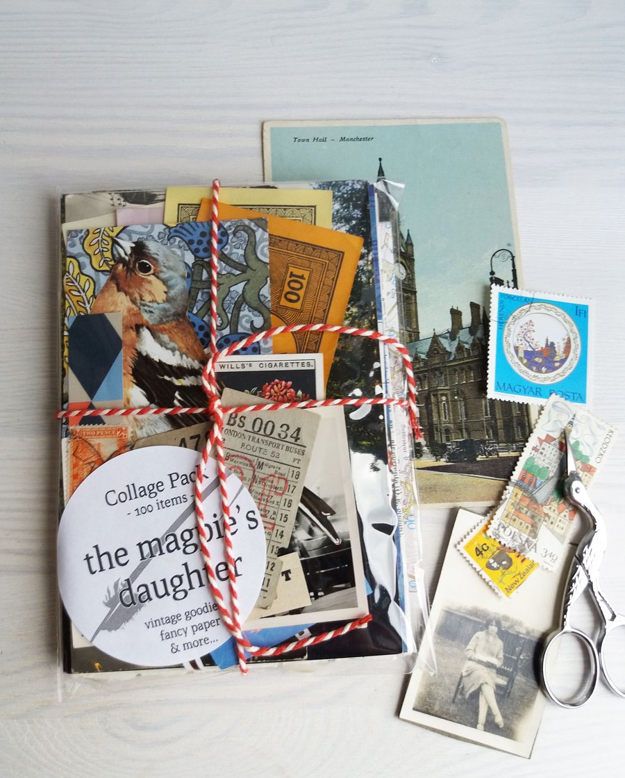 Paper Ephemera Collage Pack - 100 items - gift for crafters - papercraft