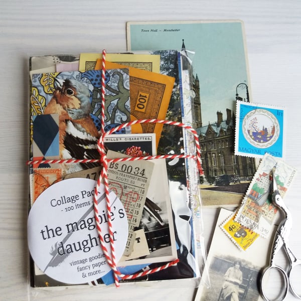 Paper Ephemera Collage Pack - 100 items - gift for crafters - papercraft