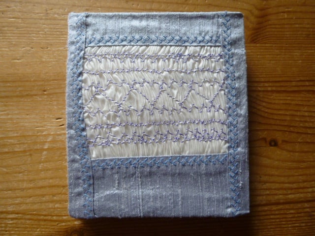 Hand Smocked Pale Blue Silk Needlecase, N4