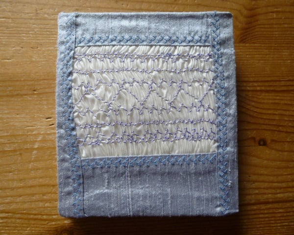 Hand Smocked Pale Blue Silk Needlecase, N4