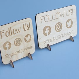 Follow Us Social Media POS Sign Stand for Craft Stall Market