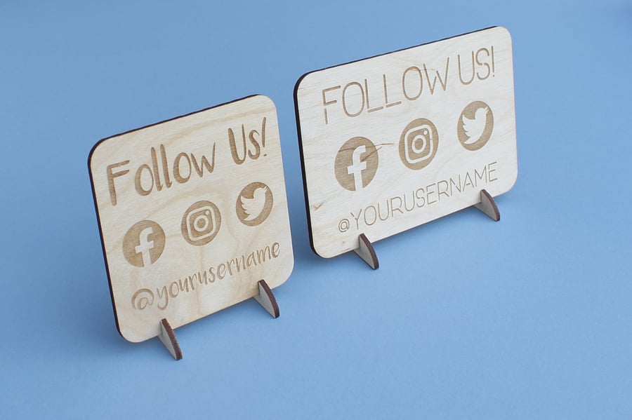 Follow Us Social Media POS Sign Stand for Craft Stall Market