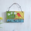 Faith Hope Love,  Original Acrylic Bird Painting, Wooden Hanging 