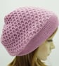 Handmade pale pink beret for women, knitted alpaca beanie hat - Image 6
