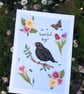 Blackbird Illustration Art Print A5 Signed Unframed
