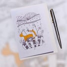 Surrounded by nature Fox illustration art card from original artwork