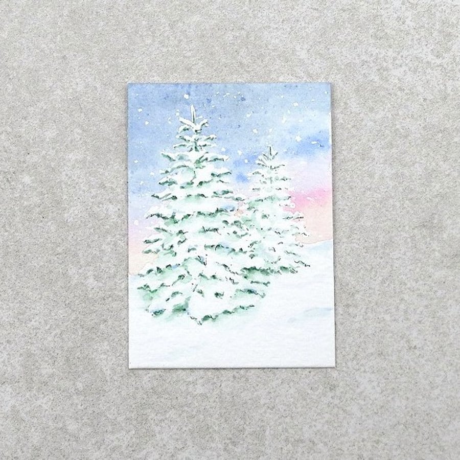 Original Watercolour ACEO Christmas Trees