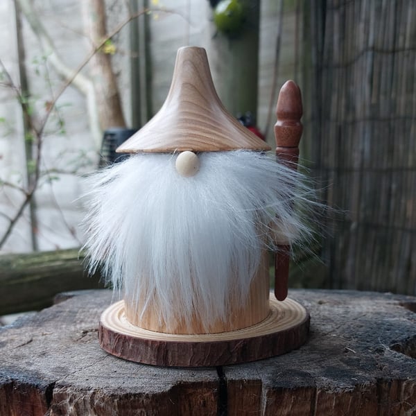 Artisan Handcrafted Wood turned Wizard Gonk Incense Burner. Halloween