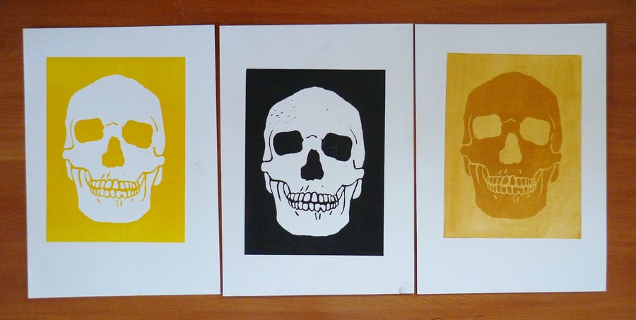 Cheap Seconds - Skull Lino Prints