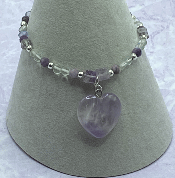 Stretchy bracelet with a mix of Blue John and green fluorite stones