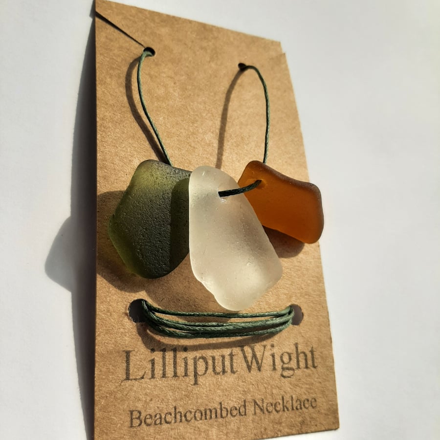 Beachcombed Necklace, Sea Glass and Cotton Cord