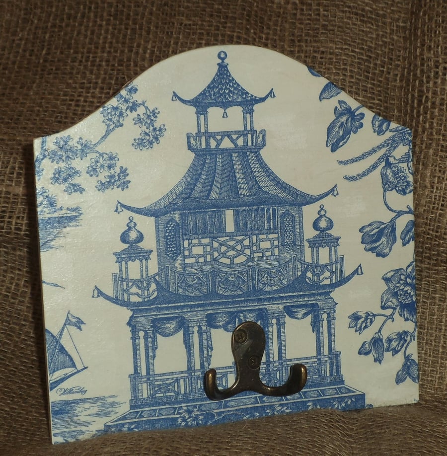 Decorated Wall Hook Pagoda Napkin Decoupage 