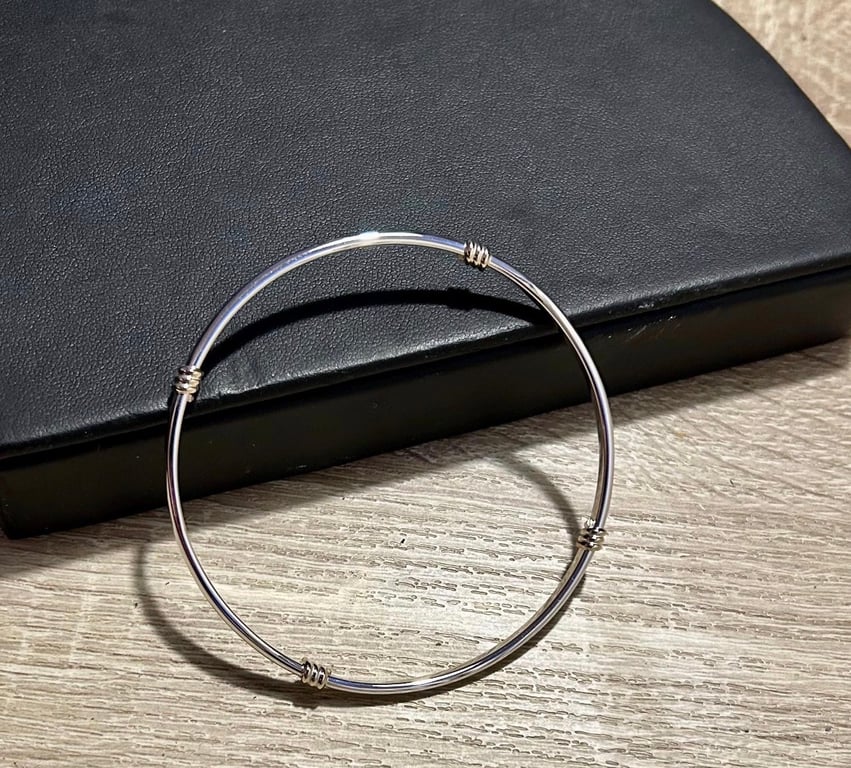 "Algorithmic" - Sterling Silver & 9ct Gold Wrapped Bangle - Made to any size 