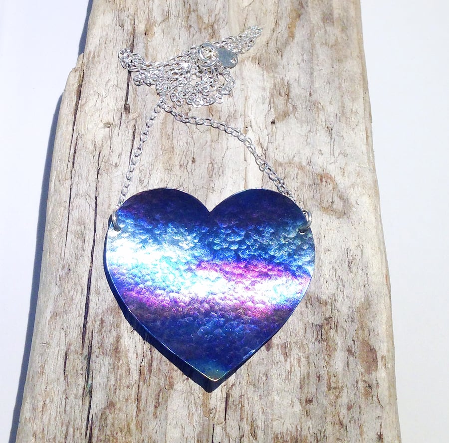 Coloured Titanium Large Heart Necklace - UK Free Post