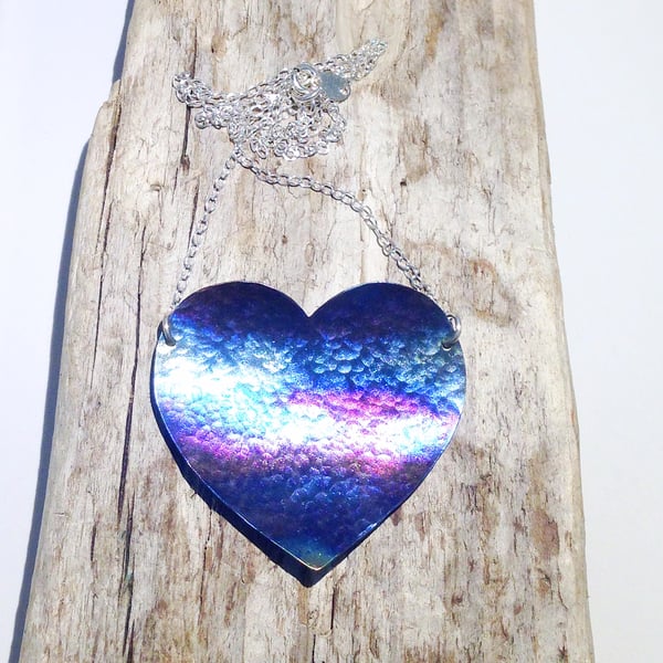 Coloured Titanium Large Heart Necklace - UK Free Post